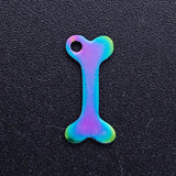 30pcs Stainless Steel Paw Love Cat Print Charms With Rainbow Plated for Necklace