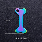 30pcs Stainless Steel Paw Love Cat Print Charms With Rainbow Plated for Necklace