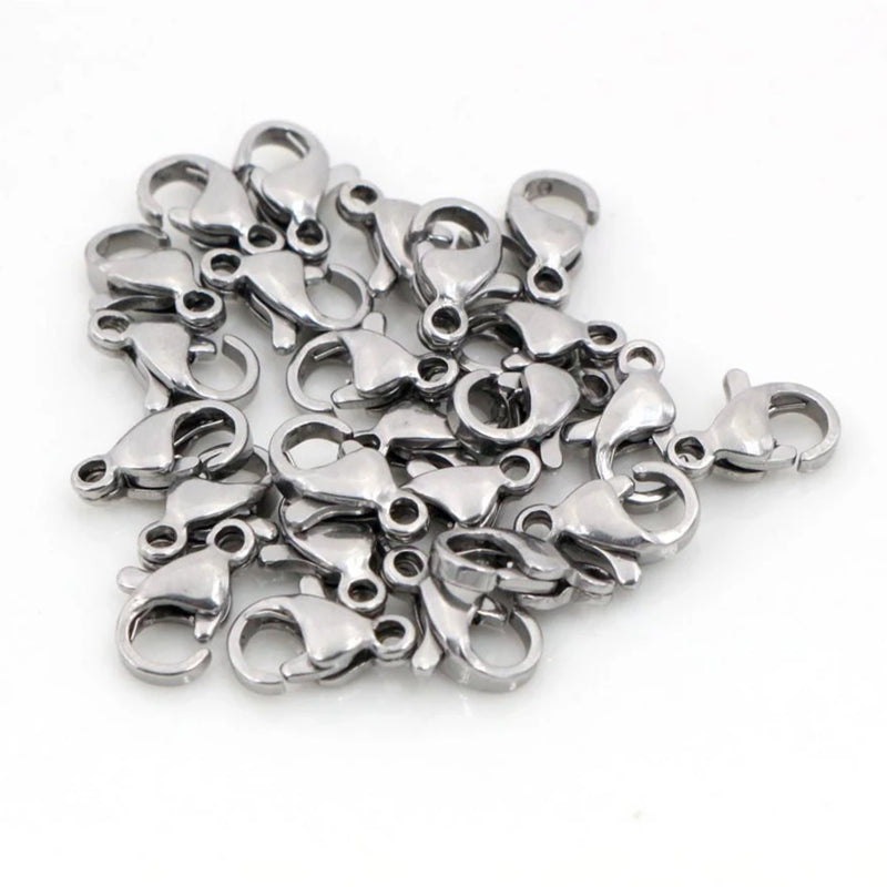 30pcs 12*7mm Stainless Steel Lobster Clasp for Necklace DIY