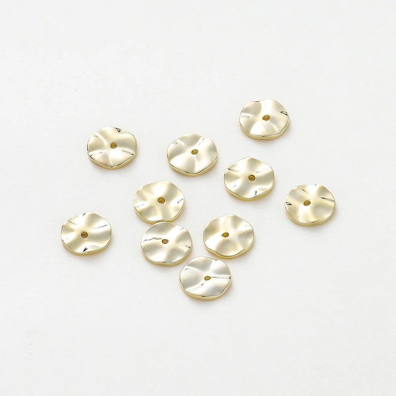 30pcs 14K 18K Plated Flat Round Spacer Beads Jewelry Component