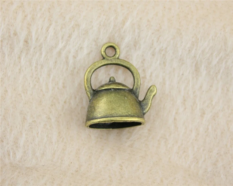 30pcs 20x17x10mm Bronze 3D Kettle Charms DIY Jewelry