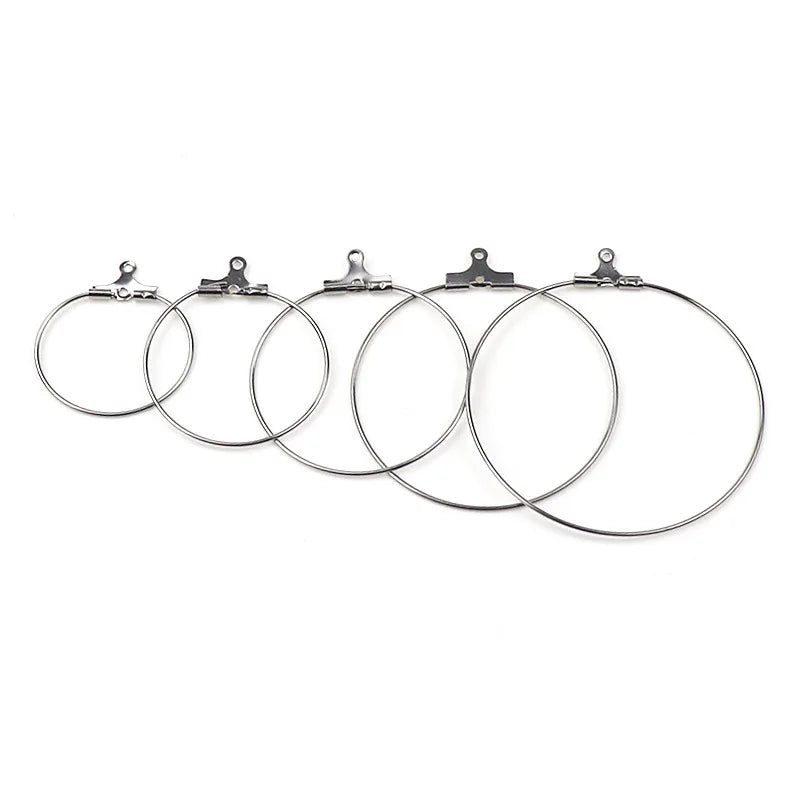 30pcs 316L Stainless Steel Earring Wire Hoops Never Fade Circle Loop Earring Fin