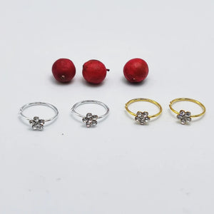 30pcs 925 Sterling Silver Nose Hoop Ring Flower Shape Body Jewelry