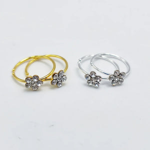 30pcs 925 Sterling Silver Nose Hoop Ring Flower Shape Body Jewelry