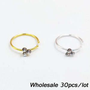 925 Sterling Silver Nose Hoop Rings for Women Flower Shape Body Piercing Jewelry
