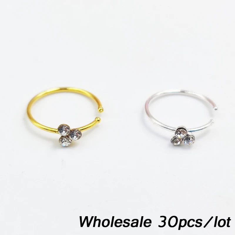 925 Sterling Silver Nose Hoop Rings for Women Flower Shape Body Piercing Jewelry