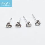 925 Sterling Silver Crystal Nose Pin Ear Bone Studs Set
