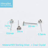 925 Sterling Silver Crystal Nose Pin Ear Bone Studs Set