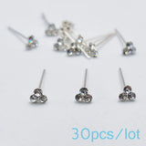 925 Sterling Silver Crystal Nose Pin Ear Bone Studs Set