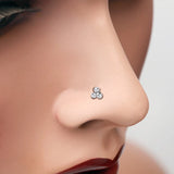 925 Sterling Silver Crystal Nose Pin Ear Bone Studs Set
