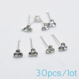925 Sterling Silver Crystal Nose Pin Ear Bone Studs Set