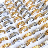 30pcs Stainless Steel Rings Mixed Patterns 6mm Wide Wedding Jewelry