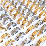 30pcs Stainless Steel Rings Mixed Patterns 6mm Wide Wedding Jewelry