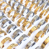 30pcs Stainless Steel Rings Mixed Patterns 6mm Wide Wedding Jewelry