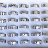 30pcs Stainless Steel Rings Mixed Patterns 6mm Wide Wedding Jewelry
