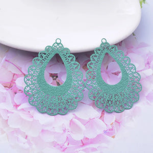 30pcs Brass Filigree Charms Cream Pendant Jewelry DIY Earrings
