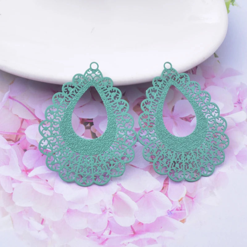 30pcs Brass Filigree Charms Cream Pendant Jewelry DIY Earrings
