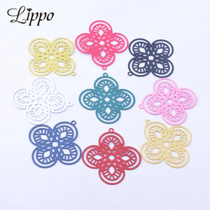 30pcs AB6757 Brass Filigree Flower Charms for DIY Earrings