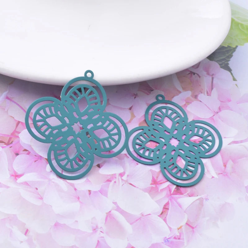 30pcs AB6757 Brass Filigree Flower Charms for DIY Earrings