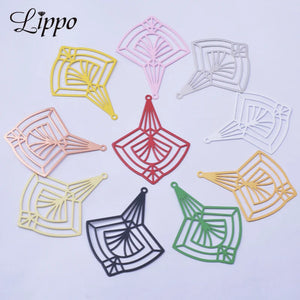 30pcs Brass Charms Colorful Green Cream Pendant Earring Findings