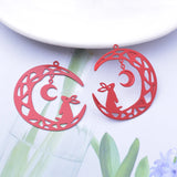30pcs Brass Moon Rabbit Charms Colorful Pendant Jewelry Earring Materials
