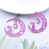 30pcs Brass Moon Rabbit Charms Colorful Pendant Jewelry Earring Materials
