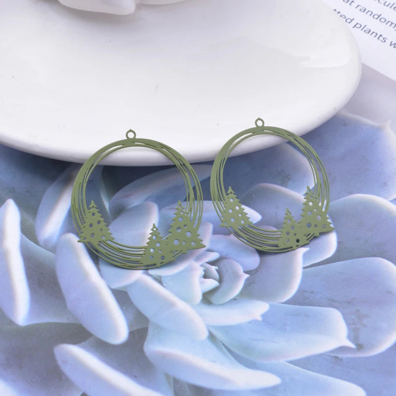 30pcs AD3412 Brass Christmas Tree Charms DIY Earrings Jewelry Materials
