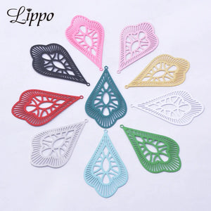 30pcs Brass Flower Charms Colorful Pendant DIY Earrings Jewelry Materials