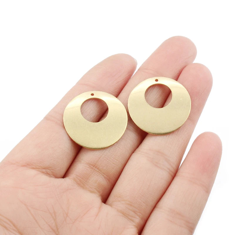 30pcs Brass Hollow Round Charms Pendant for DIY Jewelry Making