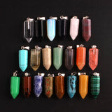 30pcs Hexagonal Column Quartz Pendants for Jewelry Making