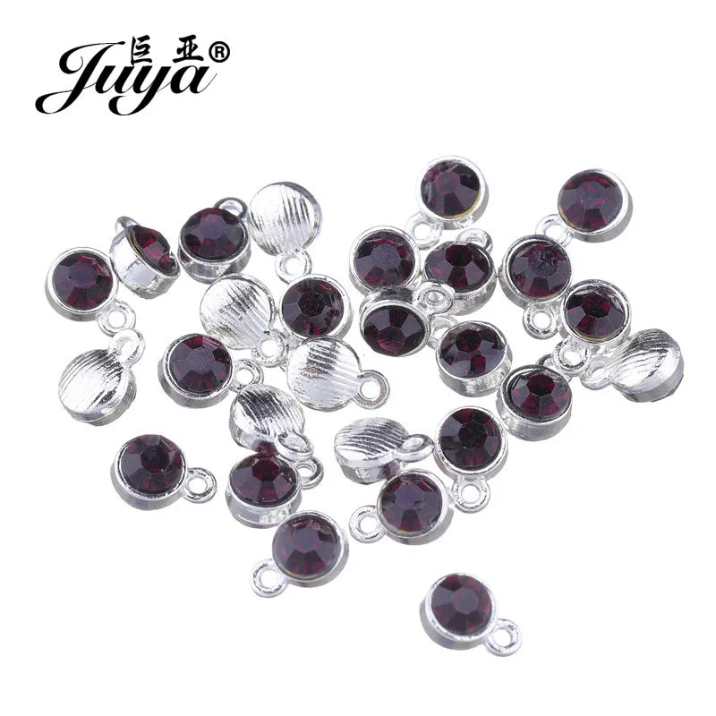 30pcs Crystal Birthstone Charms Pendants DIY Jewelry Making Findings