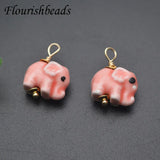 30pcs Mini Elephant Charms Pendant Ceramic Beads DIY Jewelry Making