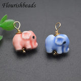 30pcs Mini Elephant Charms Pendant Ceramic Beads DIY Jewelry Making