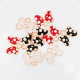 30pcs Enamel Bowknot Charms Pink Red Bow Tie KC Tone Pendant 18*14mm