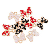30pcs Enamel Bowknot Charms Pink Red Bow Tie KC Tone Pendant 18*14mm