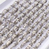 30pcs Stainless Steel Frosted Couple Silver Rings Men Women Wedding Jewelry
