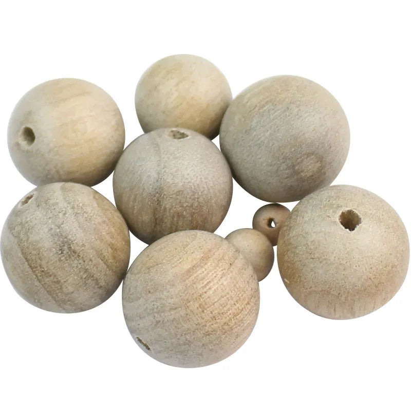 30pcs Natural Camphor Wood Ball Beads 6-20mm DIY Bracelets Jewelry Making