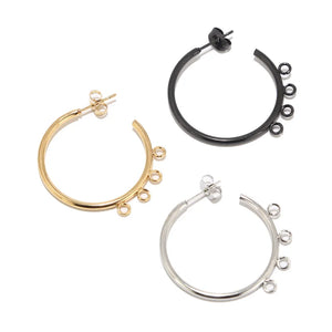 30pcs Stainless Steel Hoop Earrings Silver DIY Earring For Women