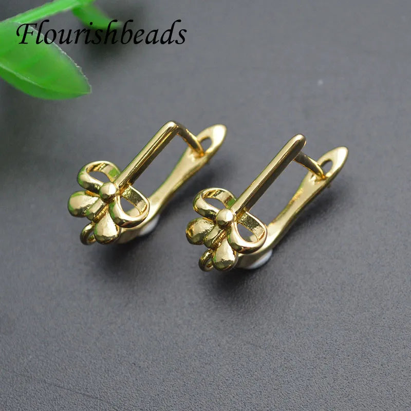 30pcs Metal Plating Rectangular Flower Ear Hook Nickel for Jewelry Making