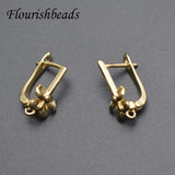 30pcs Metal Plating Rectangular Flower Ear Hook Nickel for Jewelry Making