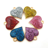 30pcs Mixed Enamel Glitter Heart Charms Pendant DIY Earring Bracelet Necklace