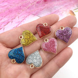 30pcs Mixed Enamel Glitter Heart Charms Pendant DIY Earring Bracelet Necklace