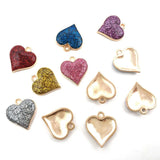 30pcs Mixed Enamel Glitter Heart Charms Pendant DIY Earring Bracelet Necklace