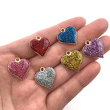 30pcs Mixed Enamel Glitter Heart Charms Pendant DIY Earring Bracelet Necklace