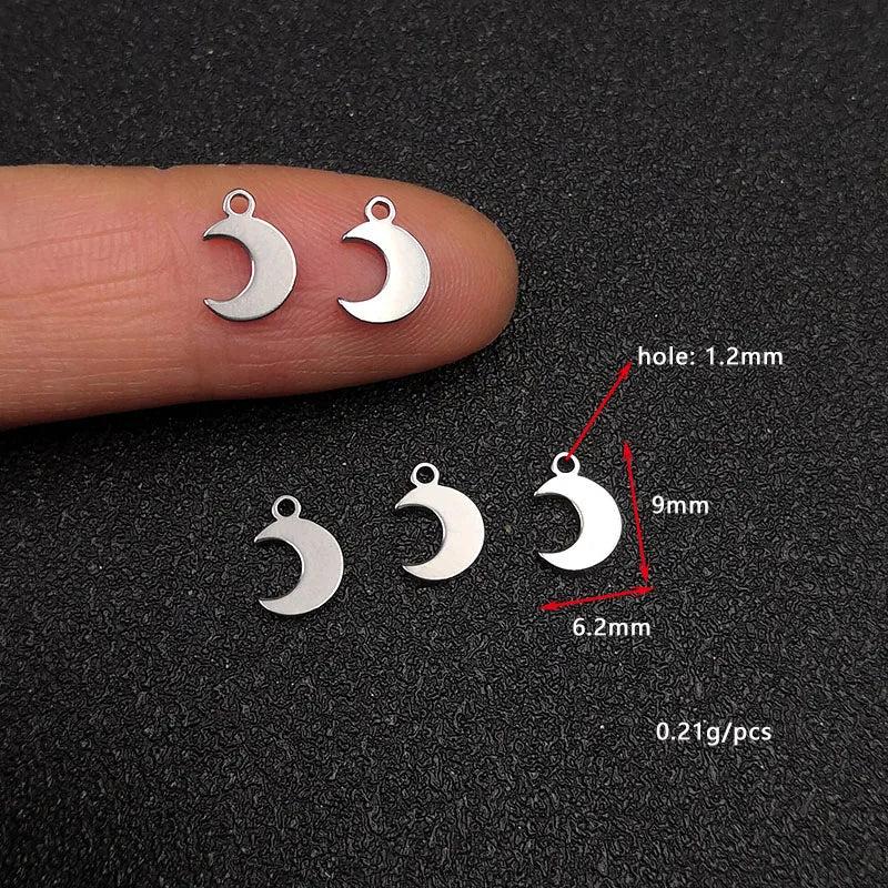 30pcs Stainless Steel Moon Charms DIY Earring Bracelet Jewelry Pendant Finding