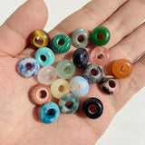30pcs Agate Jade Labradorite Big Hole Loose Stone Beads for Jewelry Making