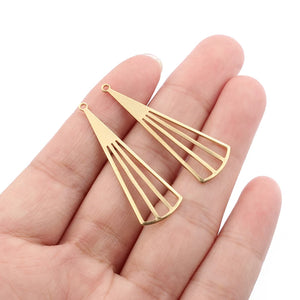 30pcs Raw Brass Fan Shape Charms for Diy Earring Necklace Craft