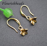 30pcs Real Plating Fish Wire Earring Hooks CZ Paved Flower Pins