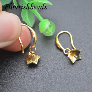 30pcs Real Plating Fish Wire Earring Hooks CZ Paved Flower Pins