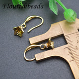 30pcs Real Plating Fish Wire Earring Hooks CZ Paved Flower Pins